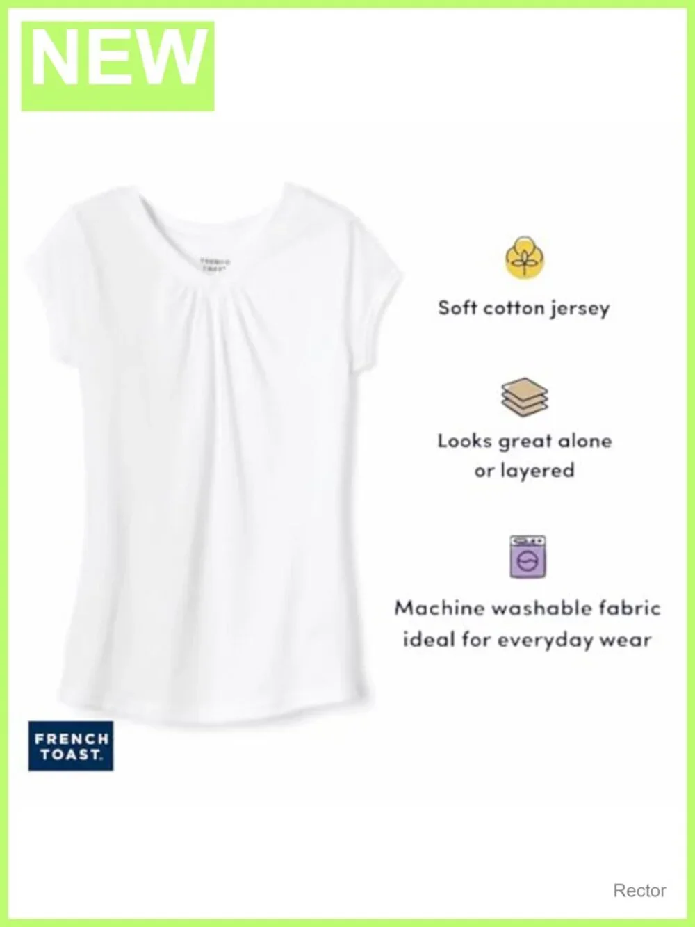 Girls Short Sleeve V-Neck T-Shirt Tee Polyester Blend